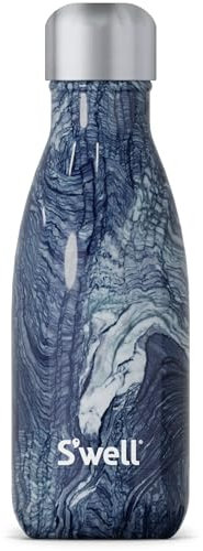 S'well Stainless Steel Water Bottle, 9oz, Azurite Marble, Triple Layered Vacuum Insulated Containers Keeps Drinks Cold for 24 Hours and Hot for 12, BPA Free, Perfect for On The Go