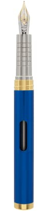DIPLOMAT NEXUS Füllhalter Goldfeder mit Tintenglas Blau/Federstärken: F 14kt/ Füllfederhalter/Handgefertigt/mit Geschenkbox/Füllhalter Füller Fountain Pen/Farbe: Blau/Chrom