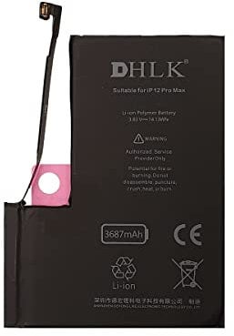 DHLK® TI Line Batterie Compatible avec iPhone 12 Pro Max (A2342, A2410, A2412, A2411) - Capacité 3687 mAh
