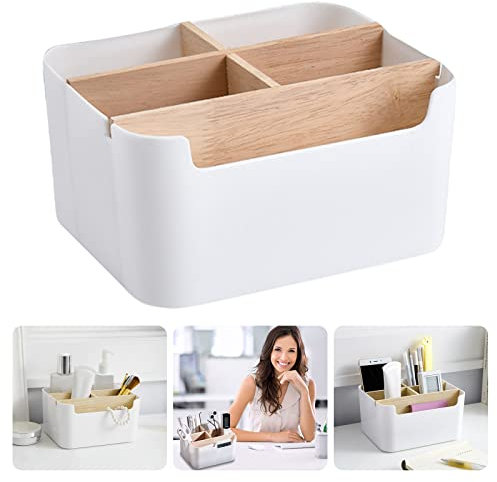 5 Fächer Desktop Organizer, Stifte Organizer, Stiftehalter, Schreibtisch Schreibwaren Holz, Stiftebox Aufbewahrungsbox Multifunktionale, Holz Desktop Box, Schreibtisch Zubehör für Büro Schule Zuhause