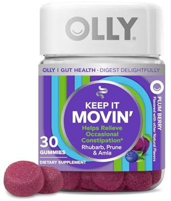 OLLY Keep it Moving Verstopfungslinderung, Rhabarber, Pflaumen, Amla, Pflaumenbeergeschmack, 30 Stück
