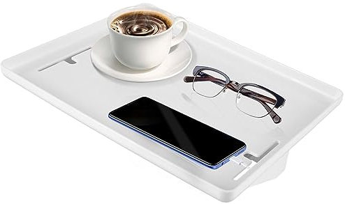 Sutowe Bedside Shelf for Bed, Detachable Bed Shelf Clip On Nightstand Tray College Dorm Room Table Caddy with Cord Holder for Top Bunk Organizer Bedroom Nightstand 32x23.3x5.3cm(white)