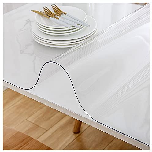 LAVOUP Tischschutz transparent 2 mm PVC abwischbar wasserdicht für Zuhause, Küche 80 x 120 cm, transparent