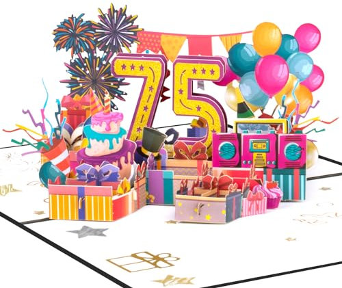 GREETING ART Pop Up Karte 75. Geburtstag, Geschenk Geburtstag,Geburtstagskarte 75. Geburtstag für Mama und Papa Oma und Opa