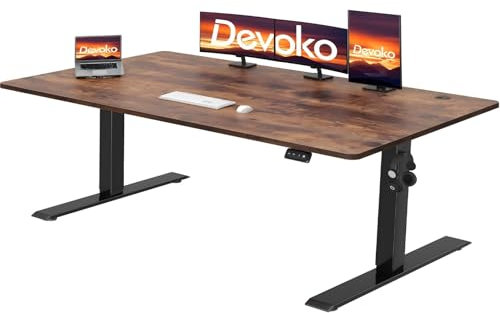 Devoko Electric Standing Desk 180x80 cm, Height Adjustable Desk Ergonomic Stand up Table with 2 Memory Preset, Rustic Brown