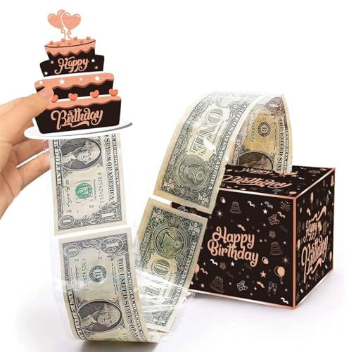 ChAusa Geldgeschenke Geburtstag,Happy Birthday-DIY Überraschungsbox,Geschenkbox DIY Geldgeschenk,Geschenkverpackung,Rätselbox Geldgeschenke Verpackung für Eltern,Liebhaber,Kinder und Freunde(Roségold)