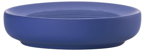 Zone Denmark Ume Seifenschale, Seifenhalter, Seifenablage fürs Waschbecken, Steinzeug mit Soft Touch-Beschichtung, Durchm. 12 cm, Indigo Blue