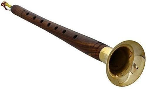 TreegoArt Instrument de musique indien fait main Sheesham Shehnai avec coque en laiton pour mariage – 45,7 cm de long