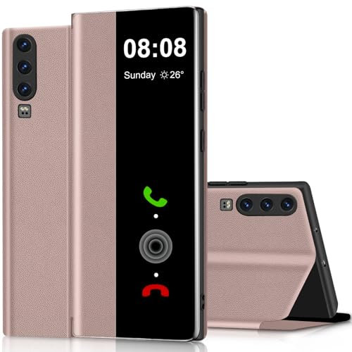 Handyhülle für Huawei P30 Pro Hülle Clear View, für Huawei P30 Pro Hülle mit Ständer Klappbar Touchscreen View Flip Extra-Dünn Leder Schutzhülle Case Cover,Tasche für Huawei P30Pro Hülle Clear S View