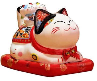 AVLUZ Windfester Aschenbecher mit Deckel – Keramik-Aschenbecher in Form einer glücklichen Katze, Desktop-Räucheraschenbecher for die Heimbüro-Dekoration