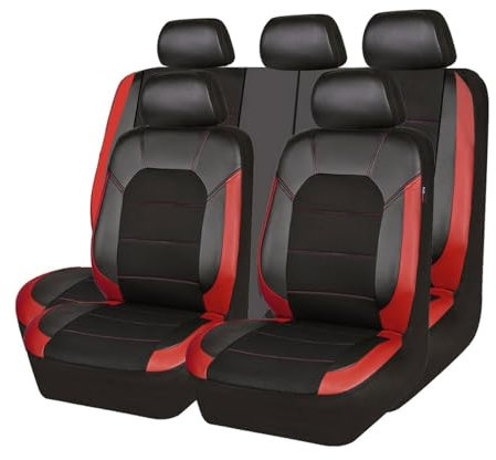 Autositzbezüge für Mazda 6 Cx5 3 Cx3 Cx7 Cx30 2000-2023 2024, 9 Stück Leder Atmungsaktiv Bequem Sitzbezüge Auto Seat Covers Full Set, Innenraum Zubehör,Red