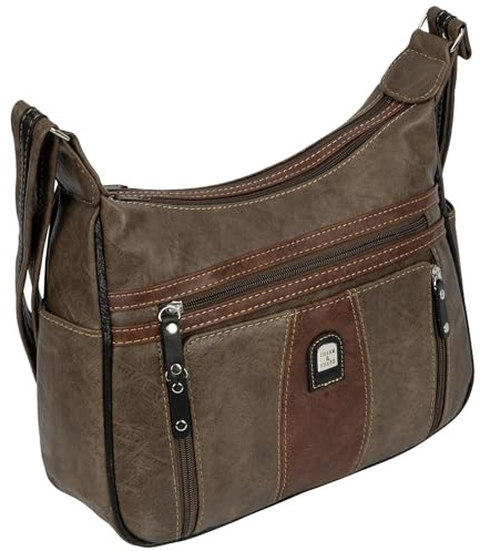 EAAKIE Damen Tasche, Schultertasche, Handtasche, Umhängetasche mit Leder Optik und vielen Fächern