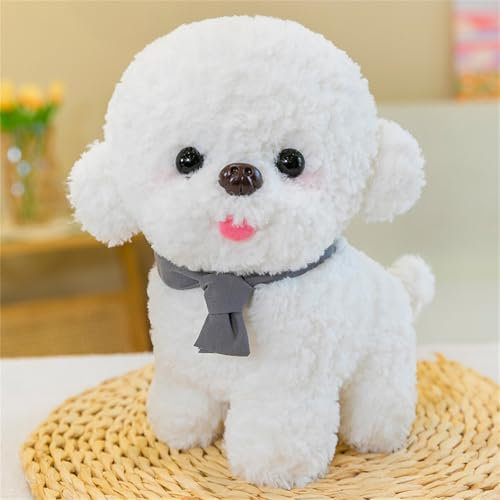 champracer Kuscheltier Hund, Bichon PlüSchhund Simulation, PlüSch-Hund, Bichon Frise Puppy, Geschenke für Jungen, MäDchen Und Kinder (Weiß - A, 30 cm)