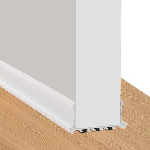 Bubuny Joint de Porte Coupe-Vent Auto-adhésif pour Portes,100cm Bas de Porte Anti-courant D'air étanchéité Porte,sous Porte Coupe-Vent Isolable Balai de Porte Protection Contre Les intempéries,Blanc