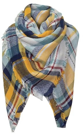 LIANGTUOHAI Krawattenschal, warm, weich, kariert, für Damen, Winter, Imitation, gelb, A