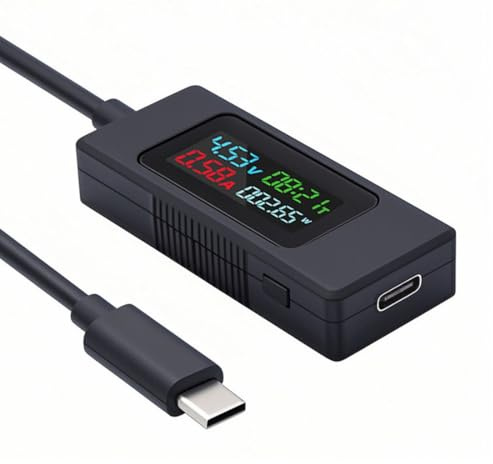 chenyang Tester di potenza USB C, multimetro digitale, 4-30 V, 0-6,5 A, display digitale, monitoraggio in tempo reale di corrente/tensione/potenza/orario di lavoro