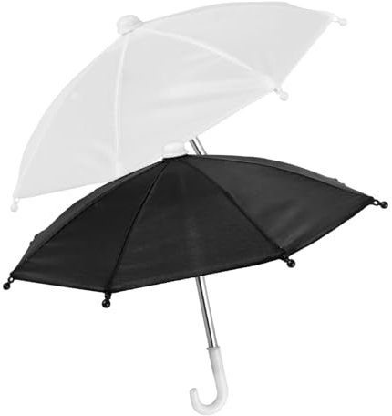 WATIIFUFU 2stücke Mini Regenschirm Deko Für Puppenhaus Schwarze Und Weiße Miniatur-regenschirme Stilvolle Mini-accessoires Für Feengarten Und Romantische Szenen