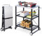UNIONLINE Foldable Stainless Pizza Oven Table with Handle,3-Tier Outdoor Grill Cart Trolley on Wheels, Garden Dining Cart Movable BBQ Stand Sliver