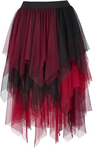 Röcke Damen Elegant Corsage Korsett Rock N Retro Vintage Burleske Spitze Irregular Sexy Gothic KostÜM Cosplay
