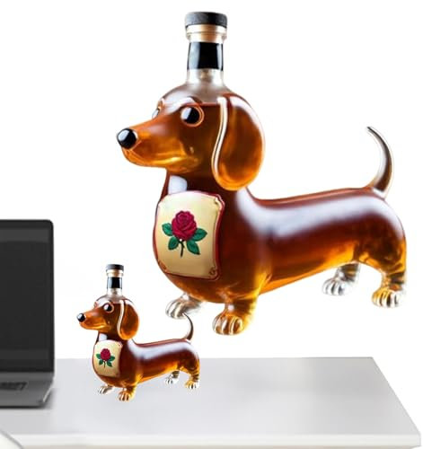 Whiskey Decanter Funny Dachshund-Shaped Whiskey Bottle Red Wine Decanter Decorative Whiskeys Glass for Whiskeys Lovers, Dog Lovers 17 X 16.5 X 7 Cm