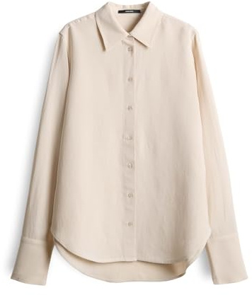 someday Damen Langarmbluse | Longbluse ZERLIAN aus fließendem Viskose Leinen Mix Natural Glaze, 36