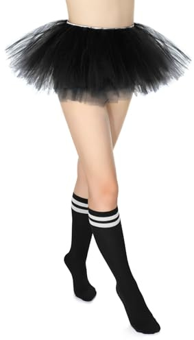 Tutu Röcke für Damen mit Schlauch Socken 5 Layered Tulle Plus Size Tutu Rock 80er Jahre Kostüme für Ballett Party Favorit Tanz