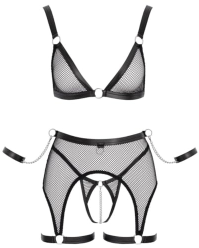 Cottelli Bondage Damen Bh Set Bondage, Schwarz, XL