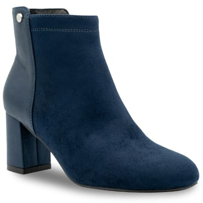 Paradox London Alathea Ankle Boots, Black Microsuede, Mid Block 6cm Heel, Almond Toe Boot with PU Resin Sole (Navy, 9, UK Footwear Size System, Adult, Women, Numeric, Wide, 9)
