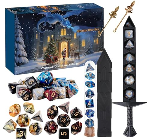 Würfel Adventskalender 2025-24Tage Urlaubs Countdown Kalender | Jahreszeitliches Fest Rollenspiel Brettspiel,für Männer Teenager Freunde Rollenspieler, Schreibtisch Spieler, 1 Set