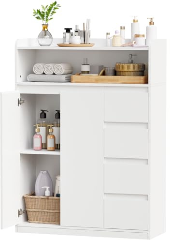 ANWBROAD Meuble Salle de Bain, Armoire sur Pied Haute Niveaux 110x80x30cm