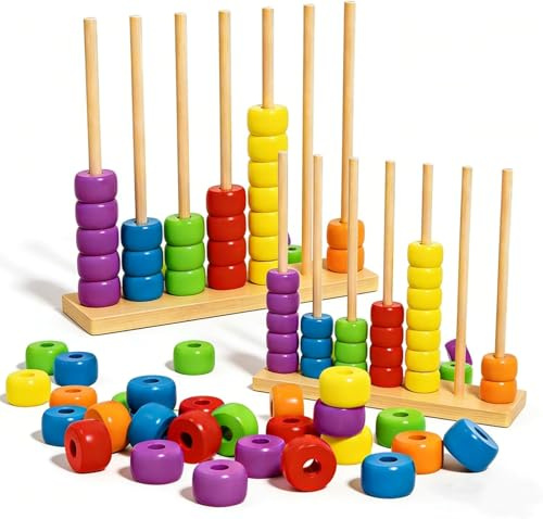 Dujuanus Color Matching Stacking Puzzle Game, Wooden Color Match Challenge Game - Competitive Tabletop Brain Games for Family Fun and Strategy Lovers (2Pcs)