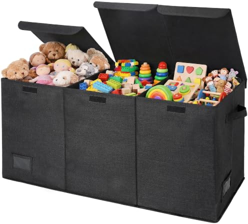 GRANNY SAYS Aufbewahrungsbox mit Deckel, Grosse kiste mit Deckel, Faltbar Aufbewahrungsbox Aufbewahrungsboxen mit Deckel, Aufbewahrung Stoff mit Griffen, Schwarz, 96 x 33 x 40cm