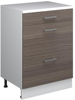 Vicco Erweiterungskommode Rion, Edelgrau/Weiß, 60 x 46 cm ohne Schräge mit 3 Schubladen, kombinierbar mit Rion Dachschrägenschränken und Schrankmodulen