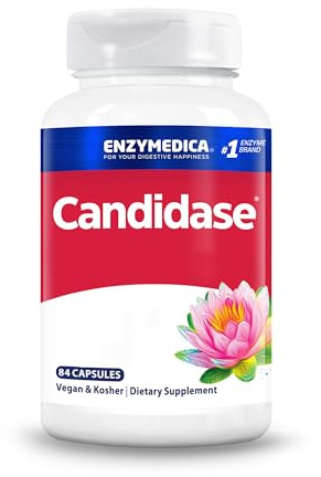 Enzymedica Candidase, Candida Cleanse Support with Cellulase & Protease Enzymes, Yeast Balance & Gut Microbiome Supplement, Gentle Formula, 84 Vegan Capsules, Gluten-Free, SOYA-Free, Non-GMO