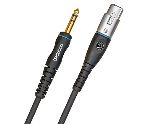 D'Addario Microphone Cable - XLR Microphone Cable - XLR Female to 1/4 Inch Male Plugs - Gold Plated - Shielded for Noise Reduction - Custom Series/3.05 Meters - 1 Pack