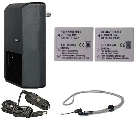 Digital Nc Canon High Capacity Lithium Ion Replacement for Canon NB-4L - 2 Batteries (850Mah) + AC/DC Rapid Travel Charger + Krusell Multidapt Neck Strap (Black Finish) (Includes UK Plug)