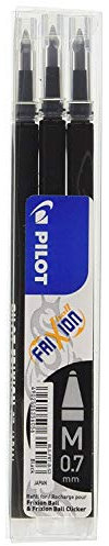 Pilot Pen 2261001F - Ersatzminen Tintenroller Frixion Ball, Stärke 0,7 mm, schwarz, radierbar, 3 Stück