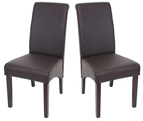 Mendler 2er-Set Esszimmerstuhl Küchenstuhl Stuhl M37 - Kunstleder matt, braun, dunkle Füße