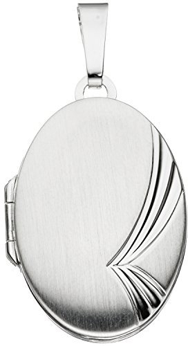 Jobo Damen Medaillon oval für 2 Fotos 925 Sterling Silber mattiert Anhänger zum Öffnen