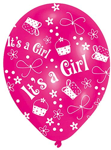 It´s a Girl Latex Ballons 27,5 cm Dekoration Babyparty Geburt - 6 Stück Pink