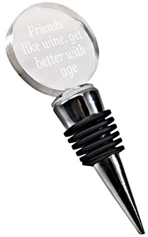 Personalised Heavy Duty Glass & Chrome Wine Spirits Drink Bottle Stopper, Engraved - Enter Your Own Custom Text