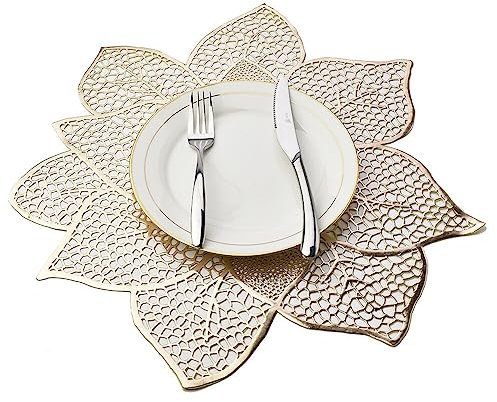 Tovagliette rotonde decorative, set di 6 tovagliette all'americana lavabili, set di tovagliette all'americana con fiori di Bauhinia, tovagliette per decorazione di nozze, vacanze e festival