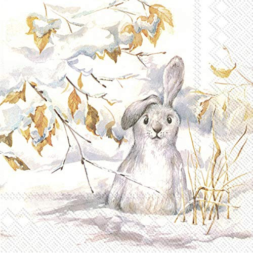 IHR Serviette White Rabbit 33x33cm Papierserviette Serviettentechnik 20 Stück