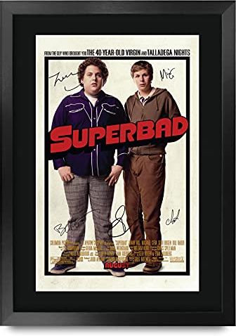 HWC Trading A3 FR Superbad Jonah Hill und Michael Cera Geschenke Printed Poster Autogramm Bild für Film-Memorabilia Fans - A3 Eingerahmt