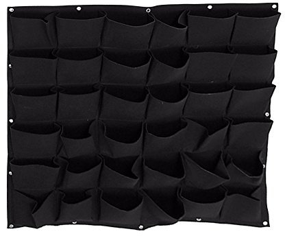 Mingfuxin Jardinière murale verticale à 36 poches, imperméable et respirante, en feutre à suspendre au mur pour intérieur ou extérieur, 36 poches, noir