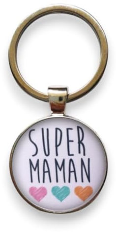 WAY2BB - Porte-clés Cadeau Maman - Super maman - Porte-clefs maman - Fête des mères - Anniversaire Maman
