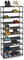 Relaxdays Stoff Schuhregal Stecksystem, 10 Ebenen, für 30 Paar Schuhe, Schuhständer hoch HxBxT 150 x 62 x 28 cm, schwarz