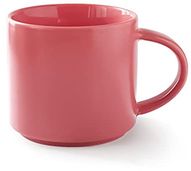 ZaH Kaffeetasse aus Keramik, einfarbig, 400 ml, für Zuhause, Büro, Teetasse – Spülmaschine, Mikrowelle und Heizung (rot)