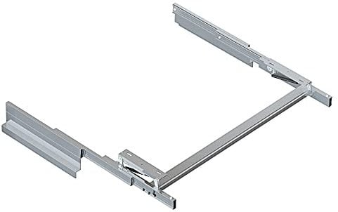Emuca - ATIM Führungen für Ausziehbarer und höhenverstellbarer Tisch für Möbel Haushalt und Küche, versteckt klappbarer abnehmbarer Tisch L370mm, Aluminium, Edelstahl eloxiert