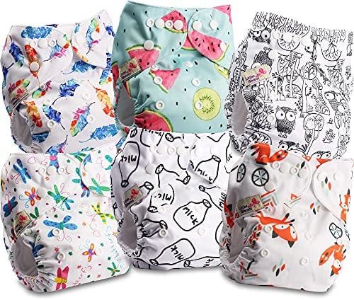 Littles and Bloomz FLP2-0606 Windel, wiederverwendbar, Standard-Popper, 6 Windeln